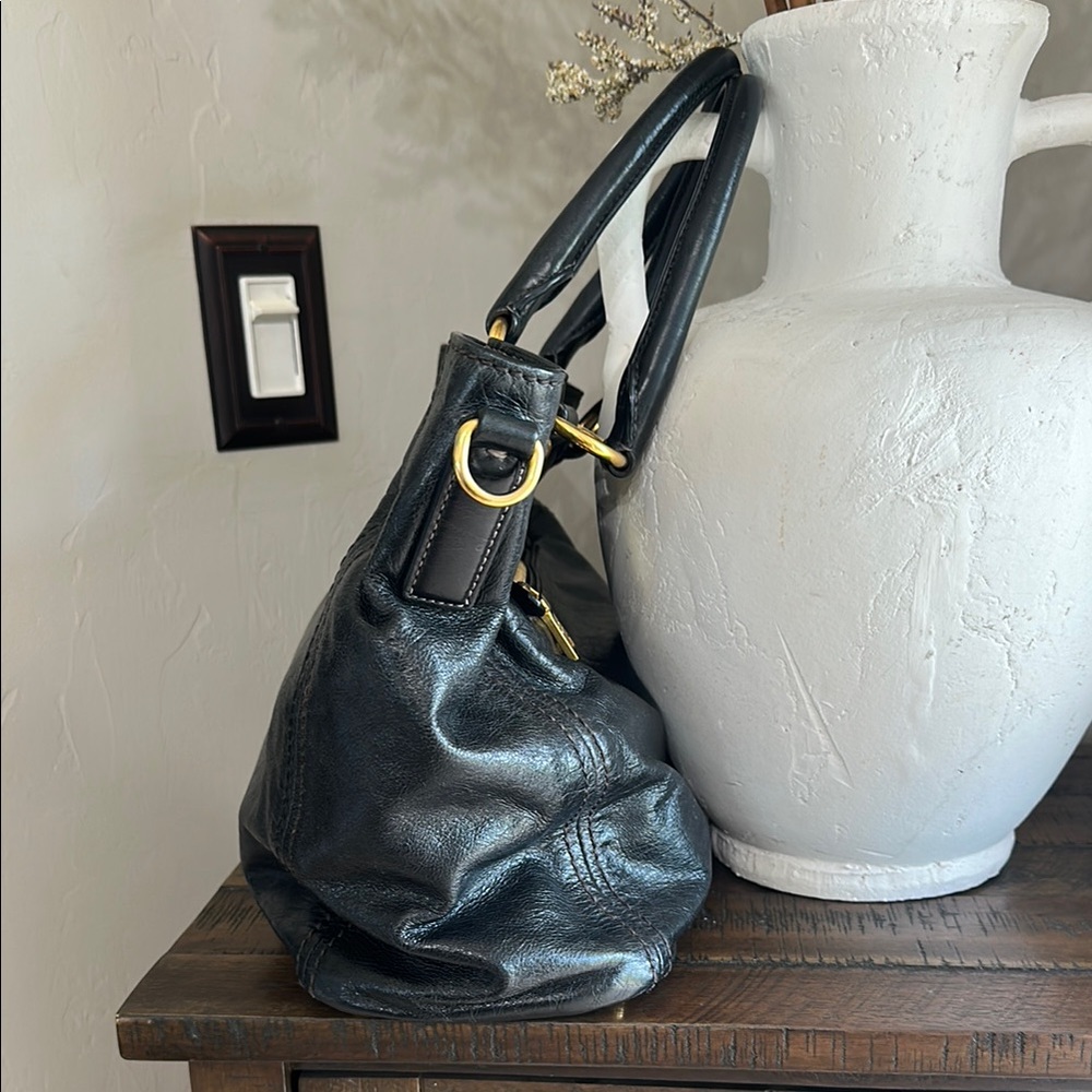 Prada Black Leather Tote with Gold Hardware Accents - Picture 6 of 17
